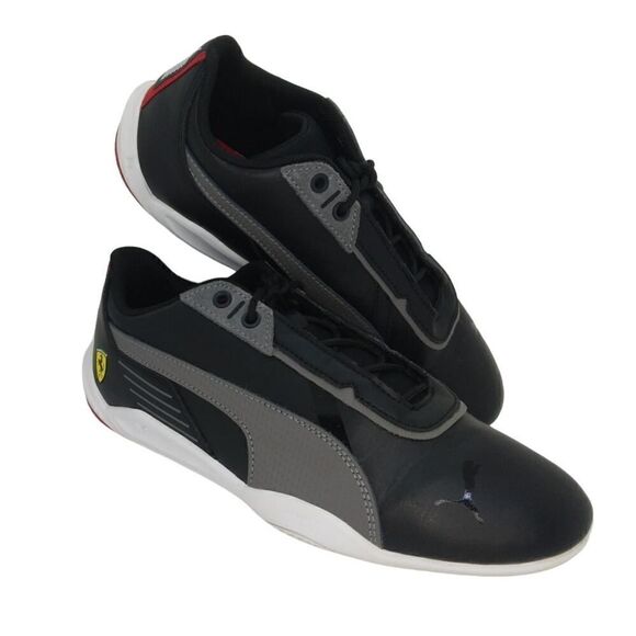 Puma Ferrari R-Cat Machina Mens Pre-owned Black & Gray Leather Sneakers - sz. 7 - Picture 1 of 6